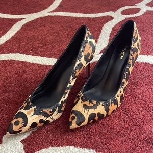 COACH genuine leather with printed fur heels